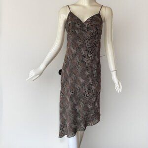 Vintage 90's Y2K Brown Whimsigoth Fairy Grunge Asymmetrical Hem Slip Dress Sz 4
